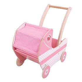 Bigjigs Toys Poussette en bois pour poupées