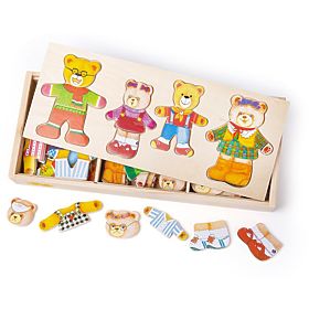 Bigjigs Toys Puzzle d'habillage de famille d'ours, Bigjigs Toys