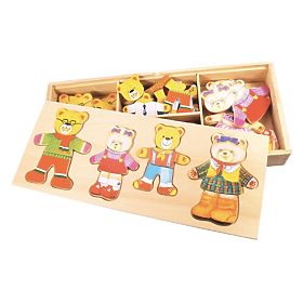 Bigjigs Toys Puzzle d'habillage de famille d'ours, Bigjigs Toys