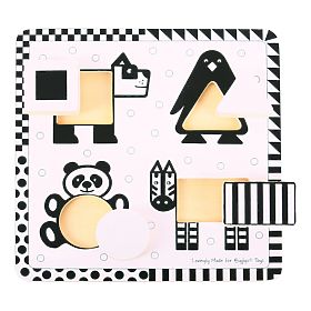 Bigjigs Toys Puzzle à insert en bois formes noires et blanches 1