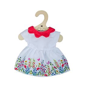 Bigjigs Toys Robe fleurie blanche avec col rouge pour poupée de 34 cm