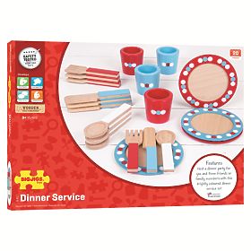 Bigjigs Toys Service de table en bois à pois