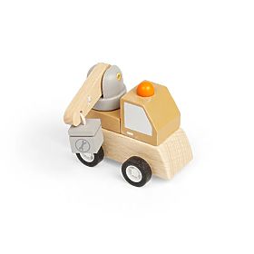 Bigjigs Toys Voiture de chantier à remontoir Grue, Bigjigs Toys