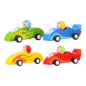 Bigjigs Toys Voiture de course en bois colorée 1 pièce
