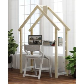 Bureau cabane FRANK SCANDI - blanc-naturel, Litdrew