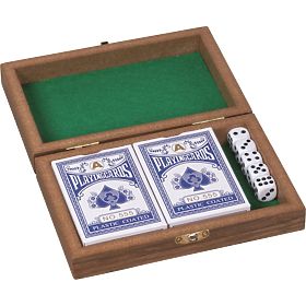 Boîte de jeu avec cartes et dés