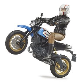 Bruder 63051 BWORLD Moto Scrambler Ducati Cafe Racer avec pilote