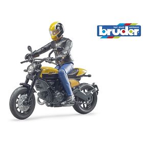 Bruder 63053 BWORLD Moto Scrambler Ducati Cafe Racer avec pilote