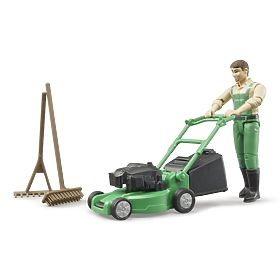 Bruder BWORLD Jardinier avec tondeuse et accessoires