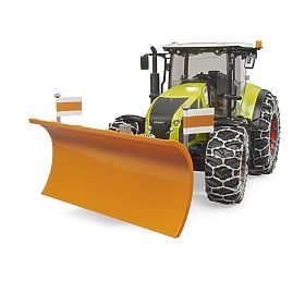 Bruder Claas Axion 950 avec chaînes à neige et lame