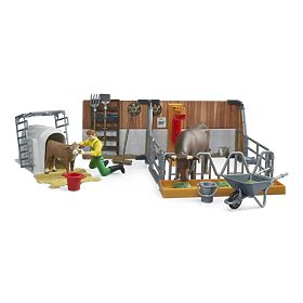 Bruder Étable pour bétail avec figurines et accessoires, Bruder