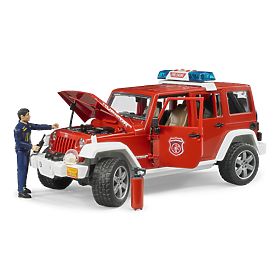 Bruder Jeep Wrangler de pompier rouge avec figurine et accessoires