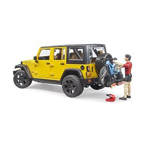 Bruder Jeep Wrangler Rubicon avec cycliste et vélo