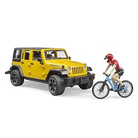 Bruder Jeep Wrangler Rubicon avec cycliste et vélo