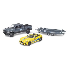 Bruder Voiture tout-terrain RAM avec voiture de sport et figurine, Bruder