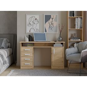 BUREAU ADA CHÊNE ARTISAN 125 Cm 4 Tiroirs Armoire Étagères Pour Bureau Chambre Pour Ordinateur Porta