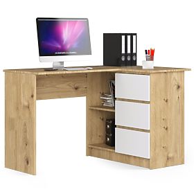 BUREAU D'ANGLE B16 CLP DROIT CHÊNE ARTISAN / BLANC