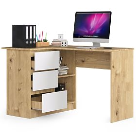 BUREAU D'ANGLE B16 CLP GAUCHE CHÊNE ARTISAN / BLANC