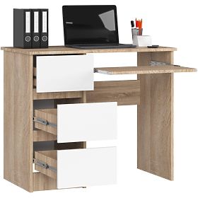 BUREAU D'ORDINATEUR A-6 90 cm GAUCHE CHÊNE SONOMA / BLANC