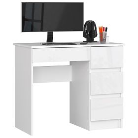 BUREAU INFORMATIQUE A-7 90 cm DROIT PK BLANC / BLANC BRILLANT