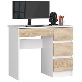 BUREAU INFORMATIQUE A-7 90 cm DROIT PK BLANC / SONOMA