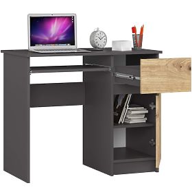 BUREAU INFORMATIQUE PIKSEL PK GRIS / CHÊNE ARTISAN - DROIT