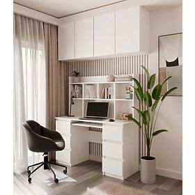 Bureau KUBA+ ÉTAGÈRE Ensemble BLANC