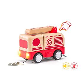 Camion de pompier avec éclairage et signalisation