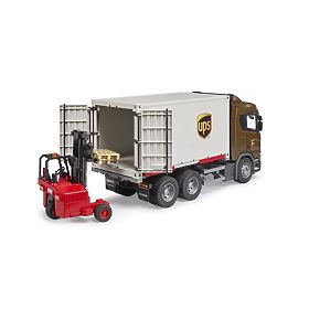 Camion logistique Bruder Scania UPS avec chariot élévateur, Bruder