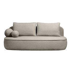 Canapé avec fonction couchage et espace de rangement Bella brun-gris, bouclé