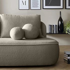 Canapé avec fonction couchage et espace de rangement Bella brun-gris, bouclé