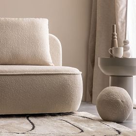 Canapé avec fonction de couchage et espace de rangement Bella beige clair, bouclé