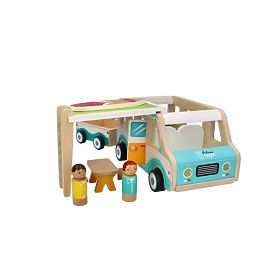 Caravane en bois avec remorque et accessoires