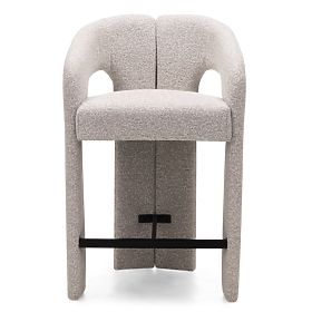 Chaise de bar rembourrée Castelo gris-beige