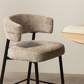 Chaise de bar Rosario beige/pieds noirs