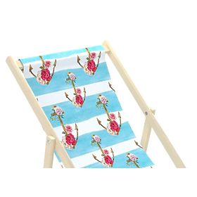 Chaise de plage Ancres avec fleurs - bleu-blanc, Chill Outdoor