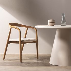 Chaise en bois Ludvika, arrondie, naturel/crème
