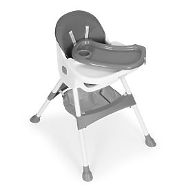 Chaise haute pour enfants avec plateau, panier, harnais à 5 points, gris ECOTOYS