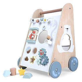 Chariot de marche en bois pour enfants avec éléments mobiles ECOTOYS