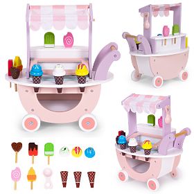 Chariot en bois glacier pour enfants, magasin 12 éléments ECOTOYS