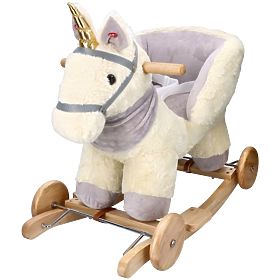 Cheval à bascule licorne avec siège et roulettes