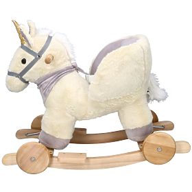 Cheval à bascule licorne avec siège et roulettes