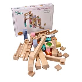 Circuit à billes en bois pastel 53 pièces
