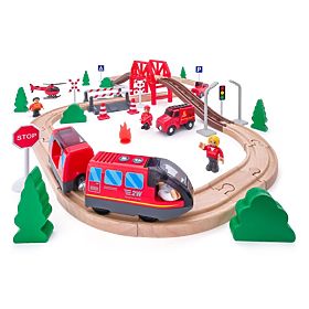 Circuit de pompiers en bois 60 pièces
