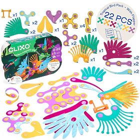 Clixo, Oiseaux tropicaux de la forêt tropicale, jeu de construction magnétique 22 pièces