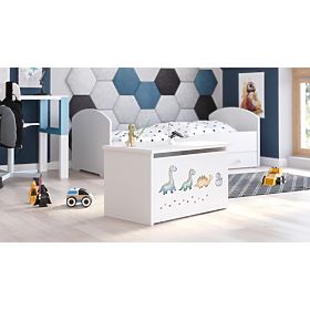 Coffre à jouets Daria blanc avec impression Dinosaures