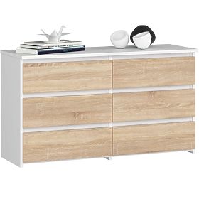 COMMODE CL100 6TIROIRS BLANC / CHÊNE SONOMA