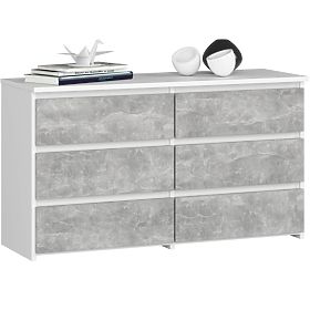 COMMODE CL100 6TIROIRS PK BLANC / BÉTON