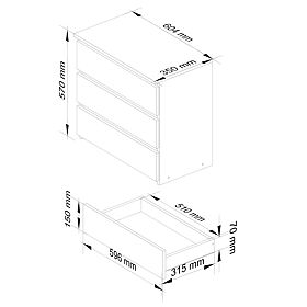 COMMODE CL3 3TI CLP PK CHÊNE ARTISAN / BLANC