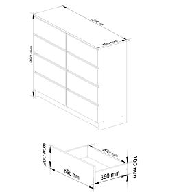 COMMODE K 120 cm 8 TIROIRS PK CHÊNE SONOMA